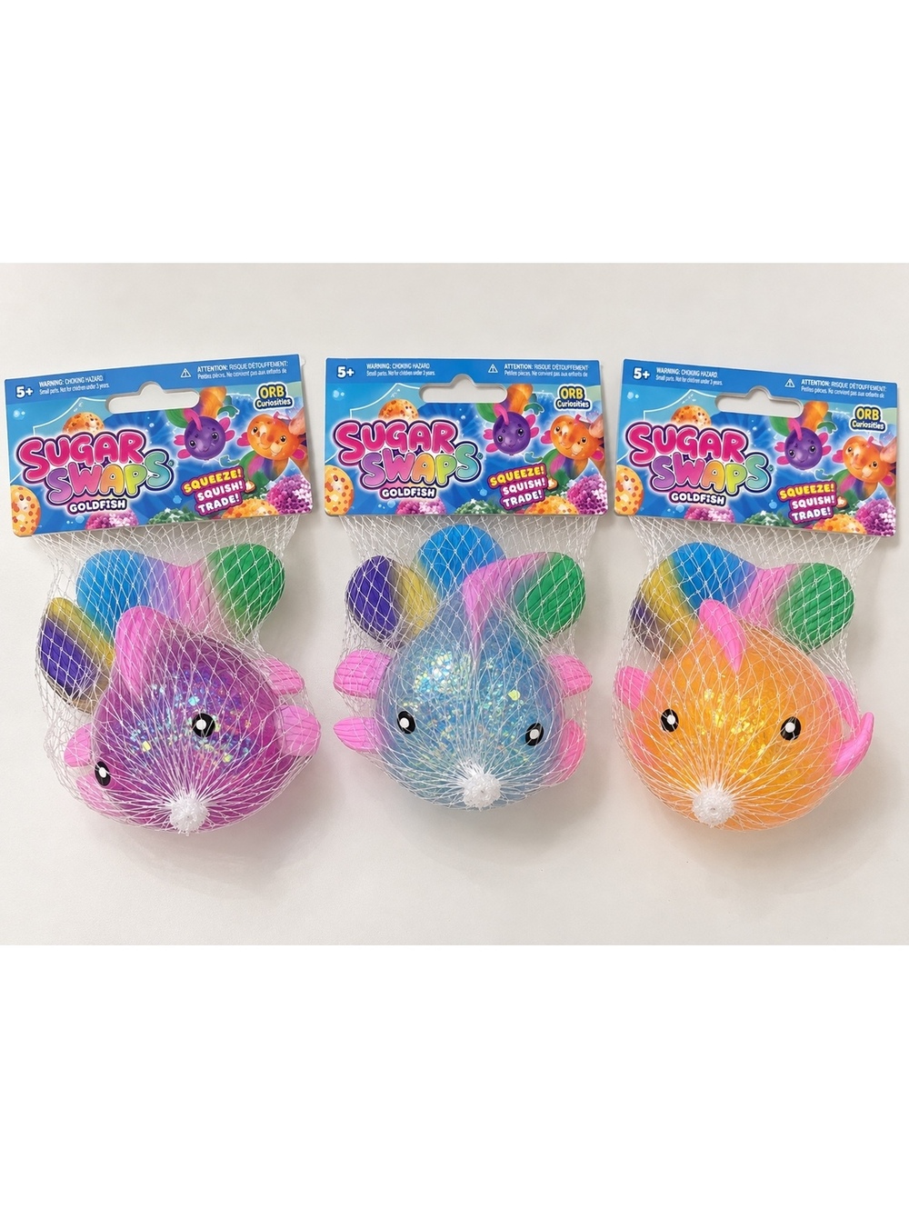 Sugar Swaps Goldfish Squishy Toys 3-Piece Set Assorted Colors NEW